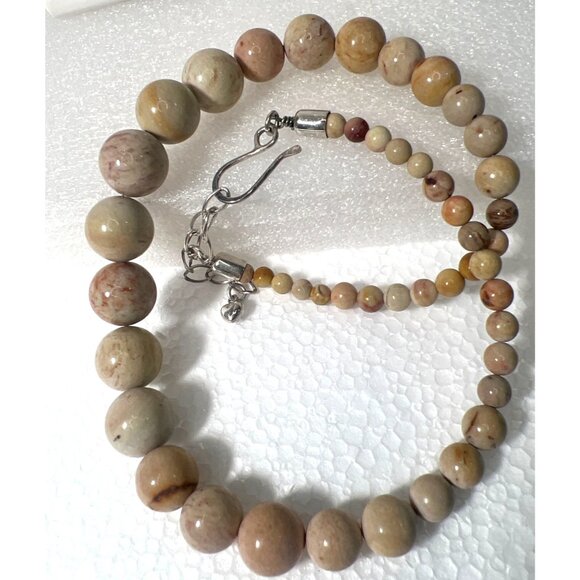 DTR Jay King Jasper Bead Necklace Natural Stone Graduated Rounds 61g Vtg Boho - Picture 2 of 9